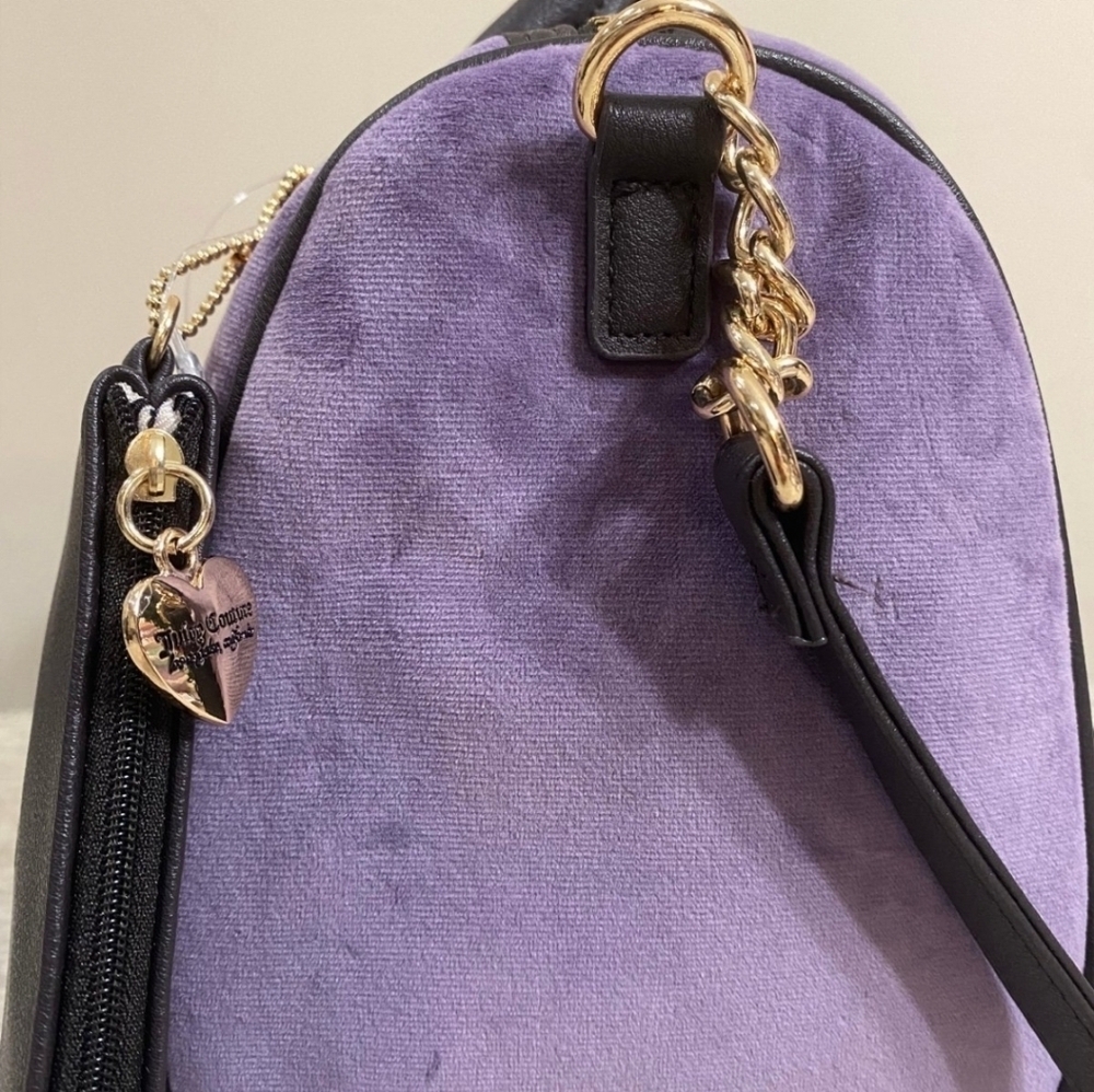 💜🔹️Juicy Couture 🔹️Heritage satchel Bag Velour Dusty Violet purple - Picture 6 of 11